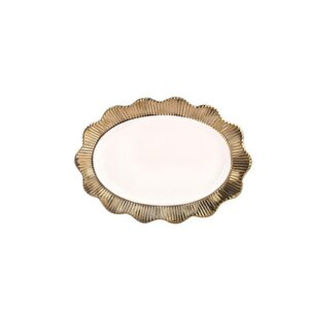 Rossev Servis Tabağı Lace Oval Gold 38 Cm Fincan / Bardak / Kahve Takımı Fiyatı