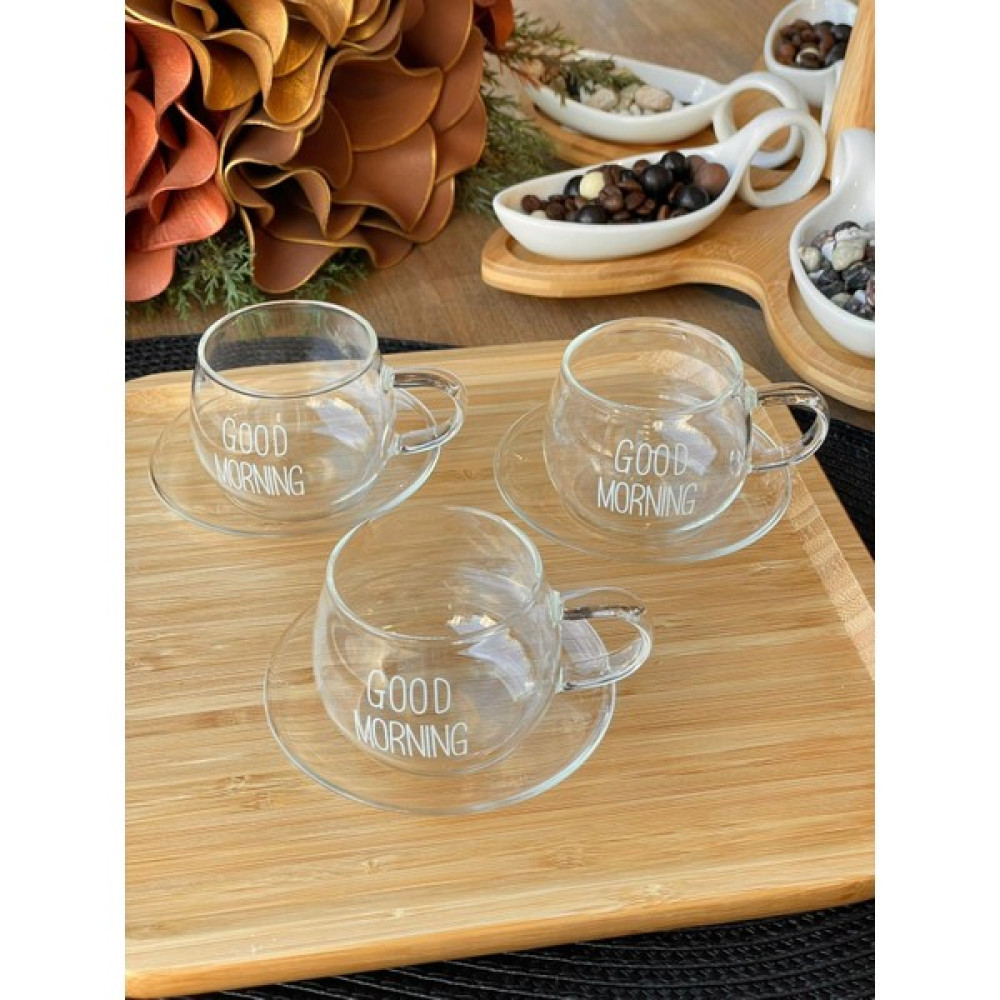 Rossev Türk Kahve Fincanı Borosilikat 6 Kişilik 12 Parça - 6 Adet - Şeffaf - 100 ml Fincan / Bardak / Kahve Takımı Fiyatı