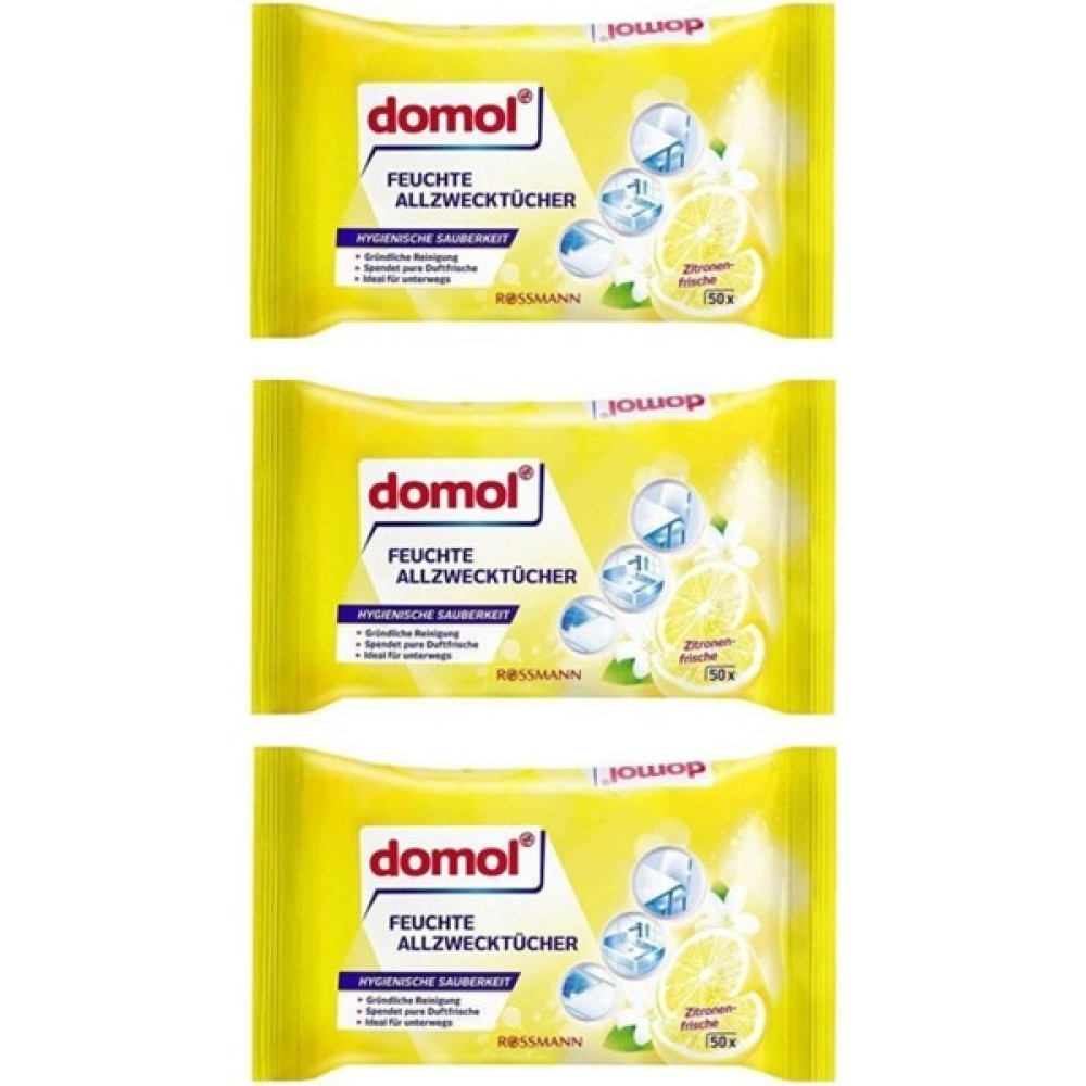 Rossmann 3'lü Domol Islak Temizlik Bezi Çok Amaçlı, Limon Kokulu 50 Ade Temizlik Malzemeleri Fiyatı