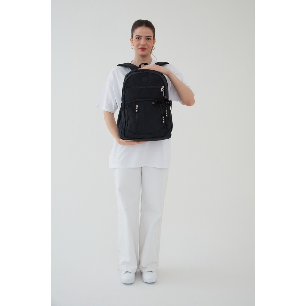 Rosso Collina Unisex Krinkıl Kumaş Su Geçirmez Büyük Boy Çok Gözlü Seyahat Sırt Çantası Okul Çantası RC-S001B Diğer Fiyatı