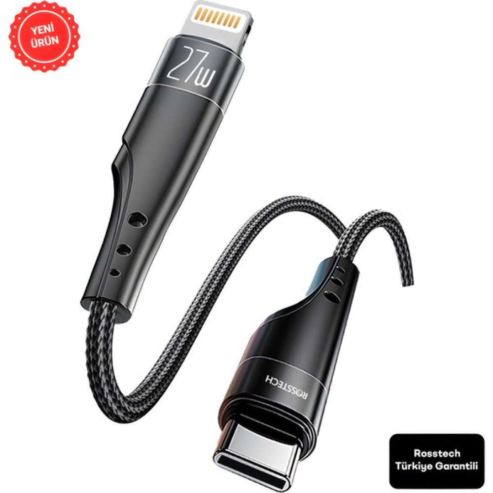 Rosstech 27W Usb-C To Lightning Süper Hızlı Şarj Kablosu (Rosstech Türkiye Garantili) Cep Telefonu Kablosu Fiyatı