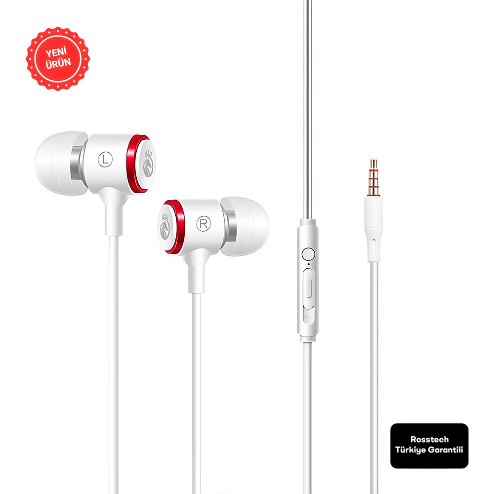 Rosstech Rs-50 Pro Mikrofonlu Kablolu Kulak İçi Kulaklık + Özel Taşıma Çantası - Beyaz Bluetooth Kulaklık Fiyatı