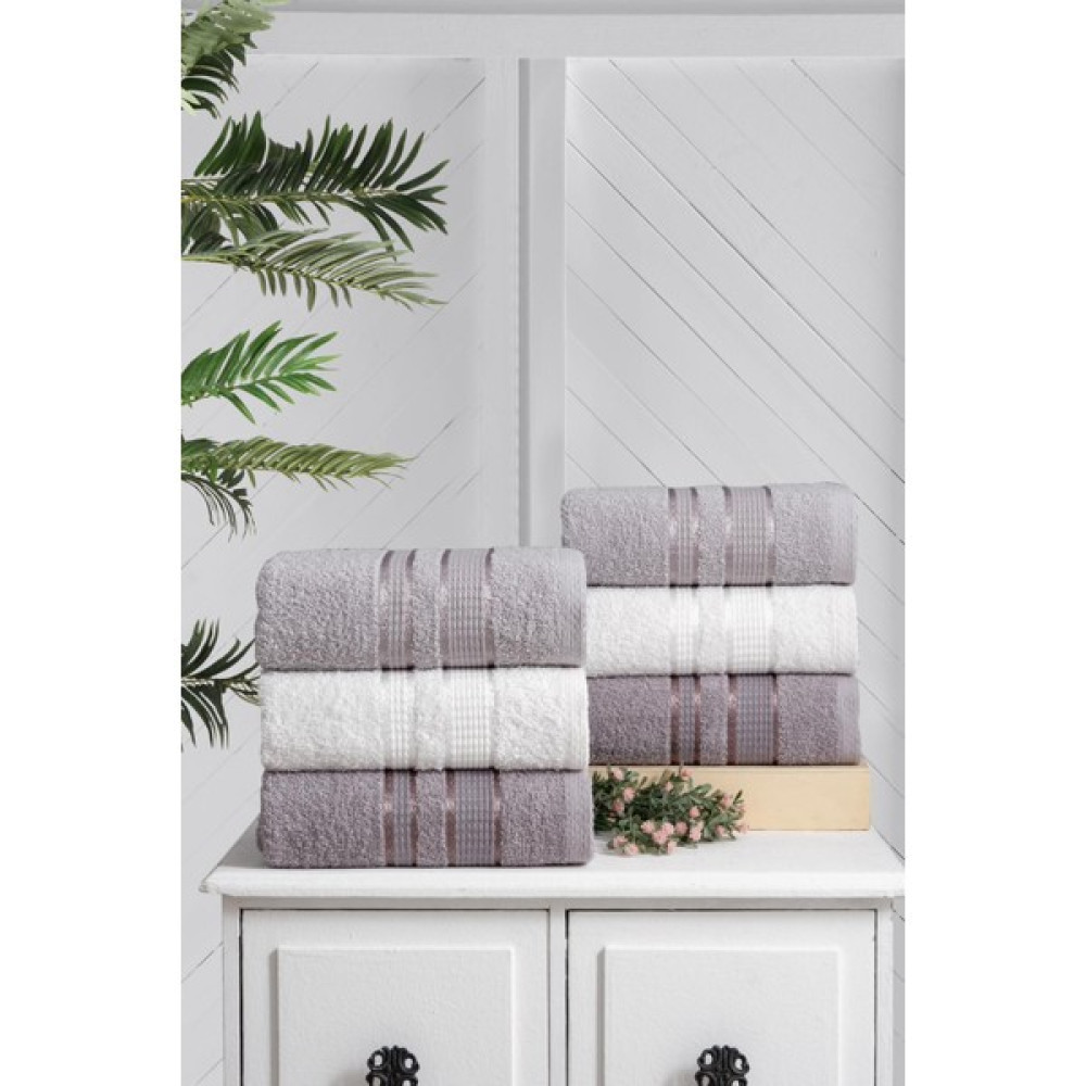 Rostelia Pamuk 6'lı Havlu Seti 50X90 cm - 50 x 90 cm - Gri El / Yüz Havlusu Fiyatı
