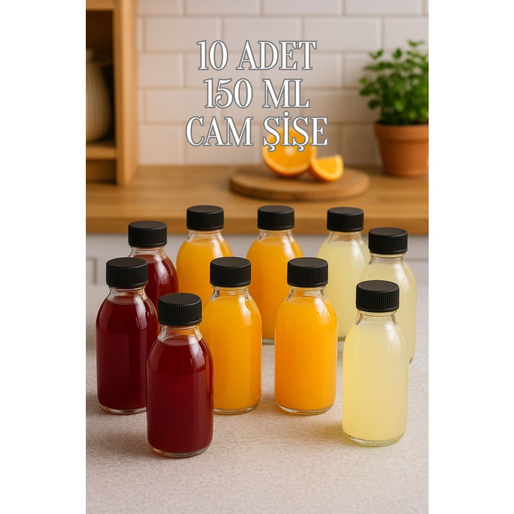 Rotanev 10 Adet 150 ml Kilitli Siyah Kapaklı Şeffaf Detox Shot Şişesi 150 cc Ginger Şat Beyaz Cam Şişe Diğer Fiyatı
