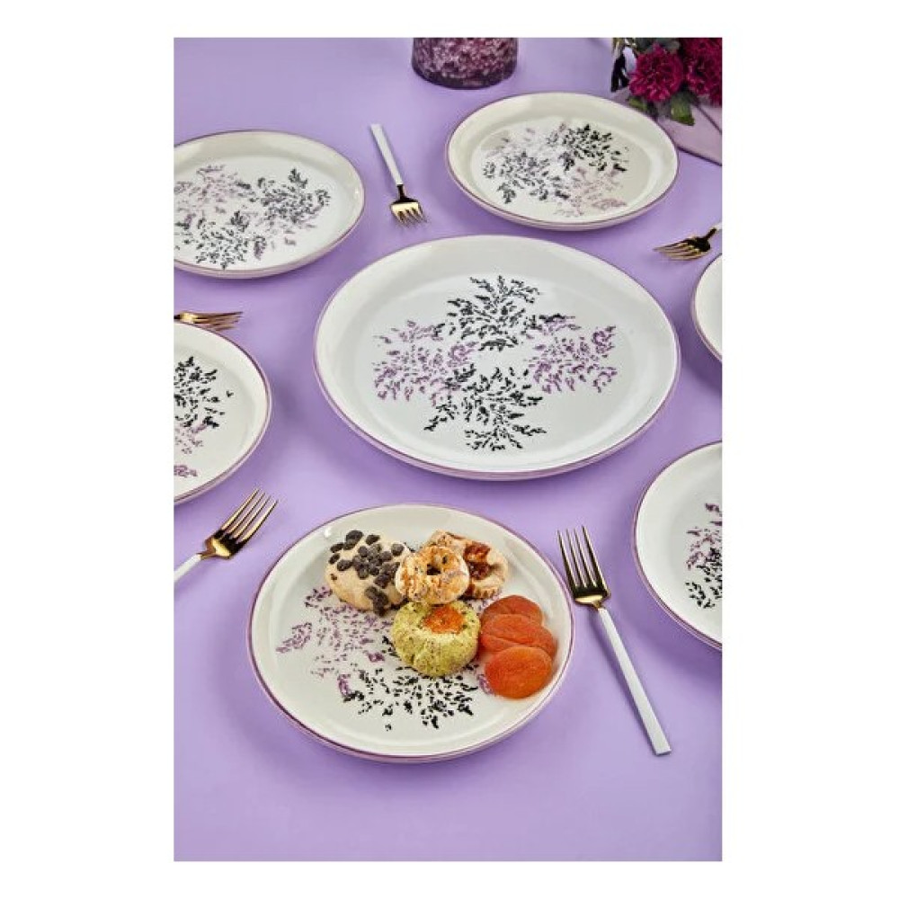 Rotanev Hand Made Lüx Seramik Lavanta Desen 7 Parça Pasta Ikram Seti Mutfak Gereçleri Fiyatı
