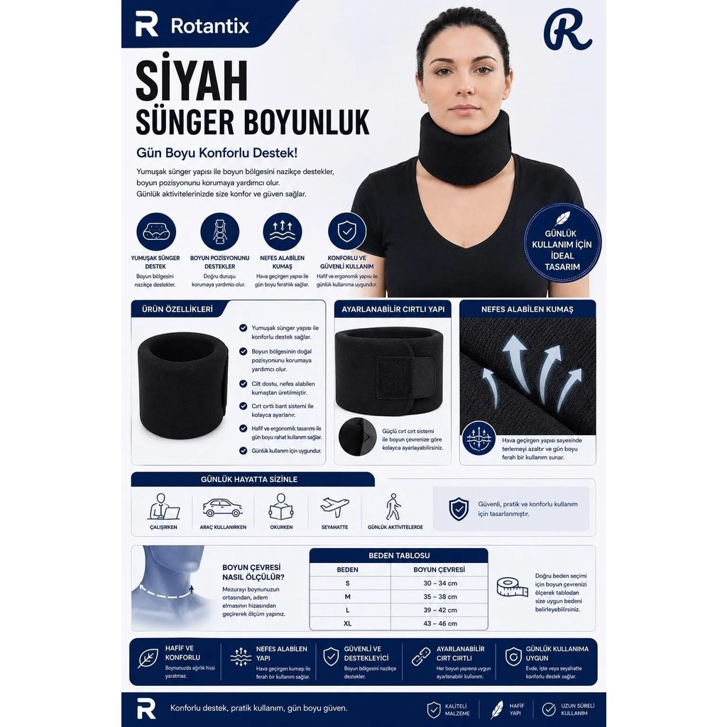Rotantix Sünger Boyunluk Siyah Renk ,boyun Destek Boyun Düzleşmesi - M SSD / Solid State Drive Fiyatı