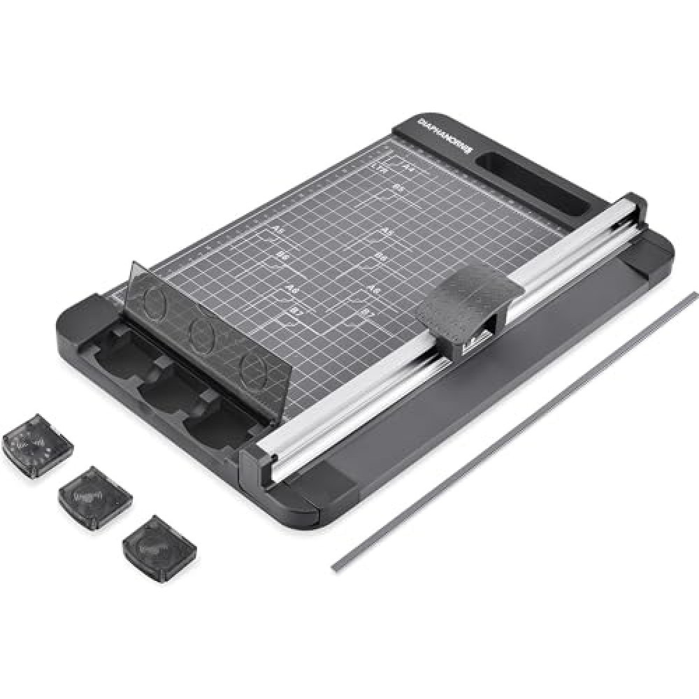 Rotary Paper Cutter, 3-in-1 Paper Trimmer, 12 Inch Cutting Length with Straight Cut/Perforating Cut/Wavy Cut, Enclosed Blades for Safe Use, Ideal for Cardstock/Paper Craft Projects