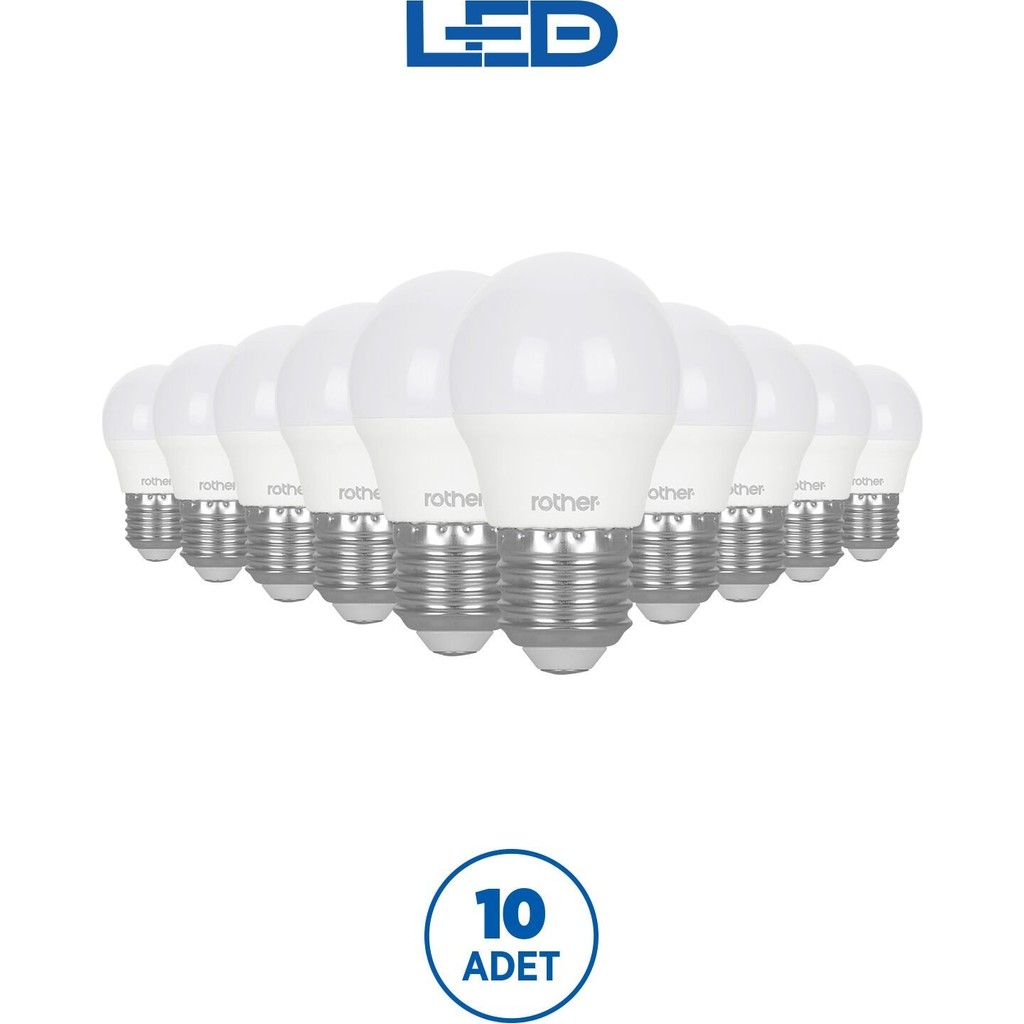 ROTHER RTL09101-10 Rother G45 LED Ampul 6W E27 470 Lümen 6000K Beyaz Işık Enerji Tasarruflu Ampul 10 Adet Diğer Fiyatı