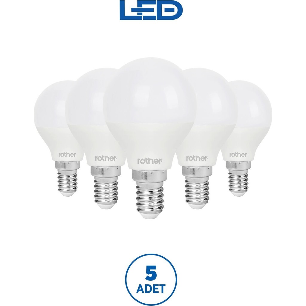 ROTHER RTL09201 Rother G45 LED Ampul 6W E14 470 Lümen 6000K Beyaz Işık Enerji Tasarruflu Ampul 5 Adet Diğer Fiyatı