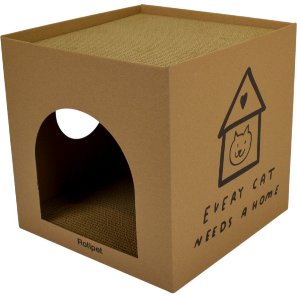 Rotipet Karton Kedi Evi ve Tırmalama Kutusu 32X32X32 cm –çift Fonksiyonlu Kedi Evi ve Tırmalaması Diğer Fiyatı