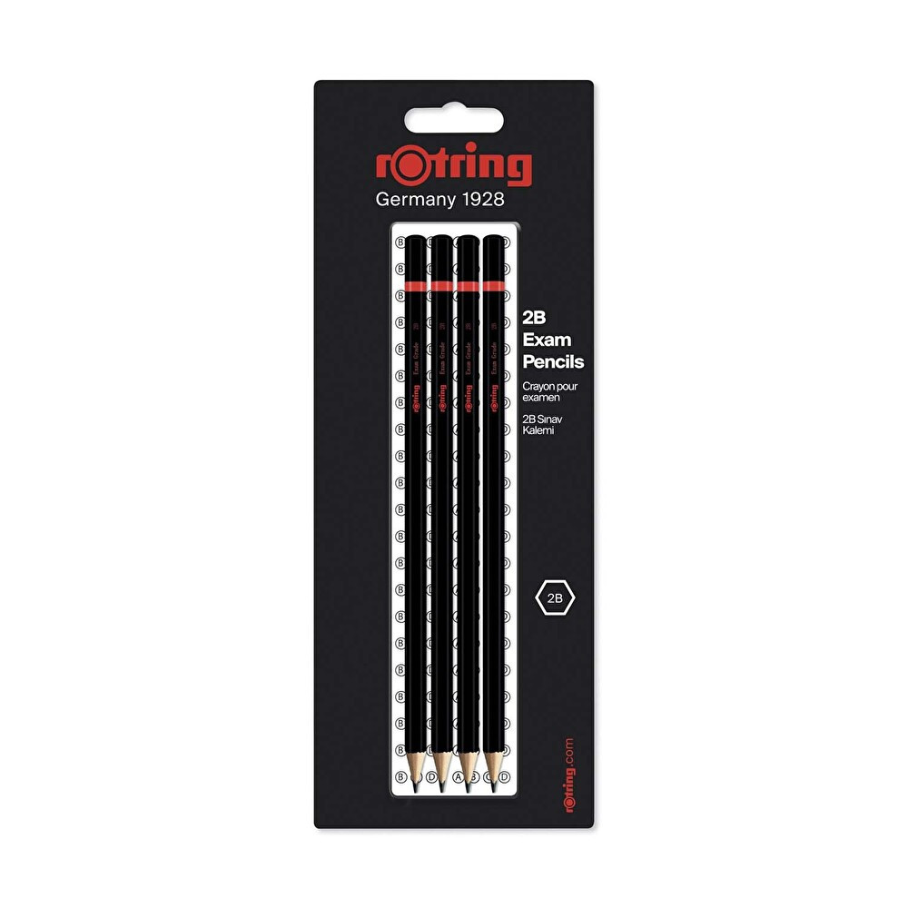 Rotring 2B Sınav Kurşun Kalemi 4'Lü Siyah Renkli Kalem Kurşun (Ahşap) Kalem Fiyatı