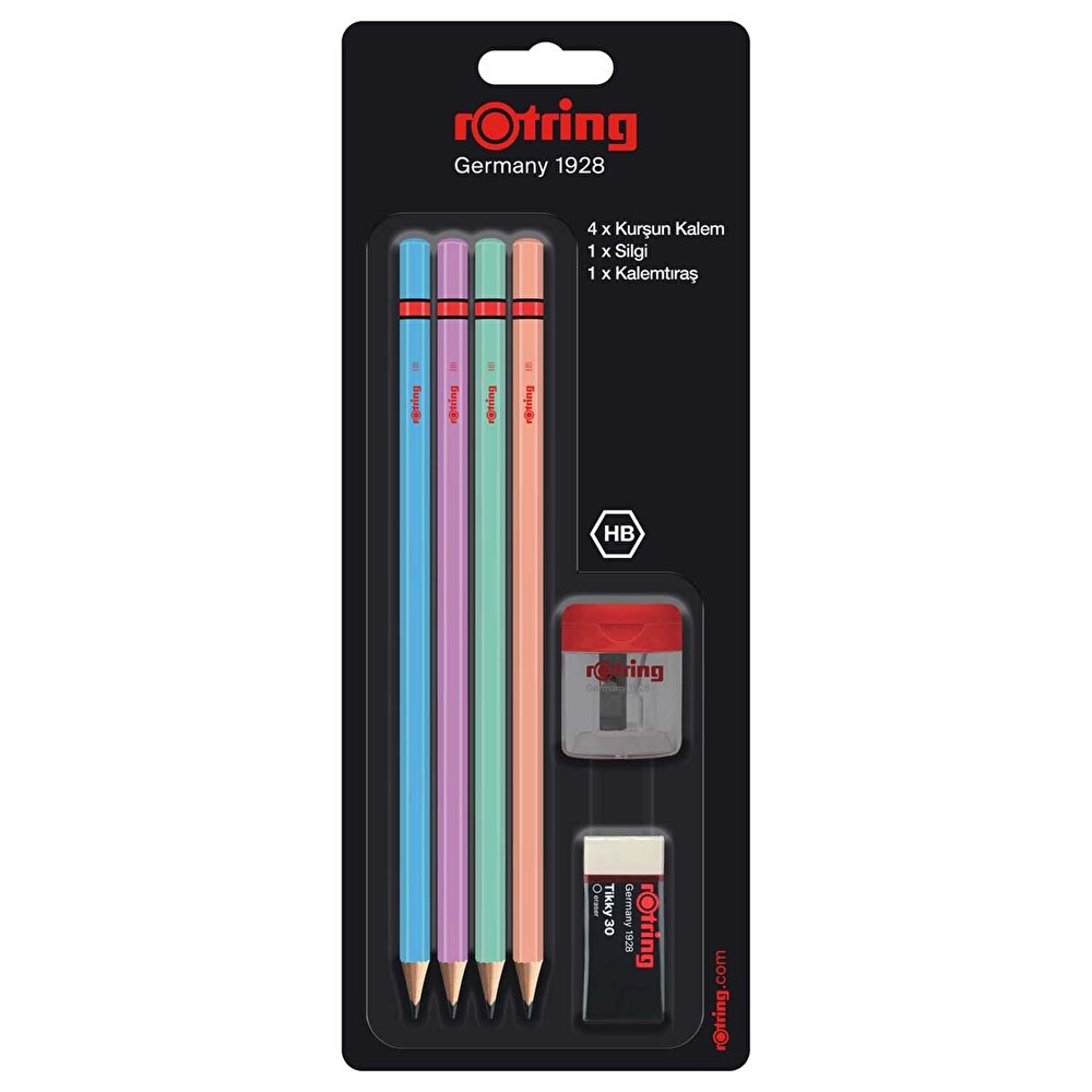 Rotring Metalik Kurşun Kalemi Seti 4 Adet Metalik Kurşun Kalemi + Silgi + Kalemtraş Kurşun (Ahşap) Kalem Fiyatı