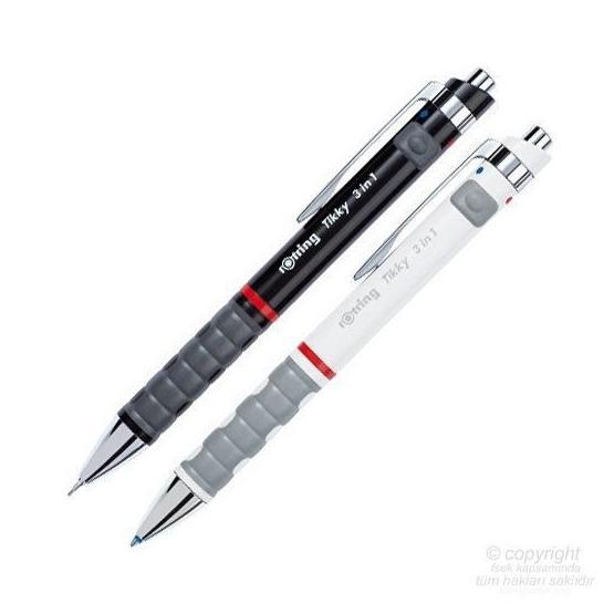 Rotring Tikky 3 İn1 Multifonksiyon Siyah - 07 Versatil Mavi Kırmızı Tükenmez Kalem Seti