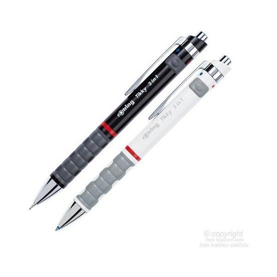 Rotring Tikky 3 İn1 Multifonksiyon Siyah - 07 Versatil Mavi Kırmızı Tükenmez Kalem Seti