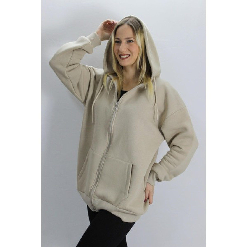 Rouge Basic Üç Iplik Fermuarlı Kapşonlu Sweat Taş - 1311.225 Bayan Sweatshirt Fiyatı