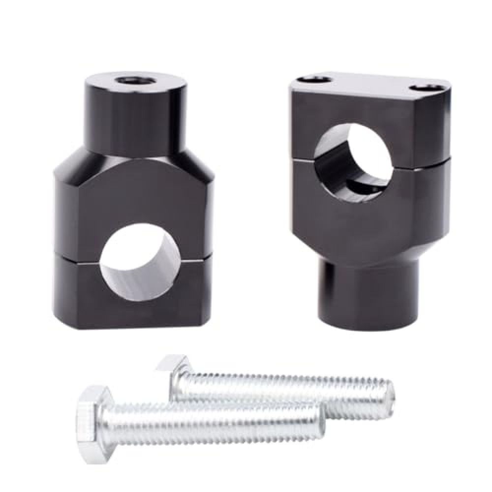 ROUND 1" Handlebar Bar Risers Motorcycle Bar Clamps Compatible with Harley Handle Bar Riser Extension Kit Black,1.5inch Raise