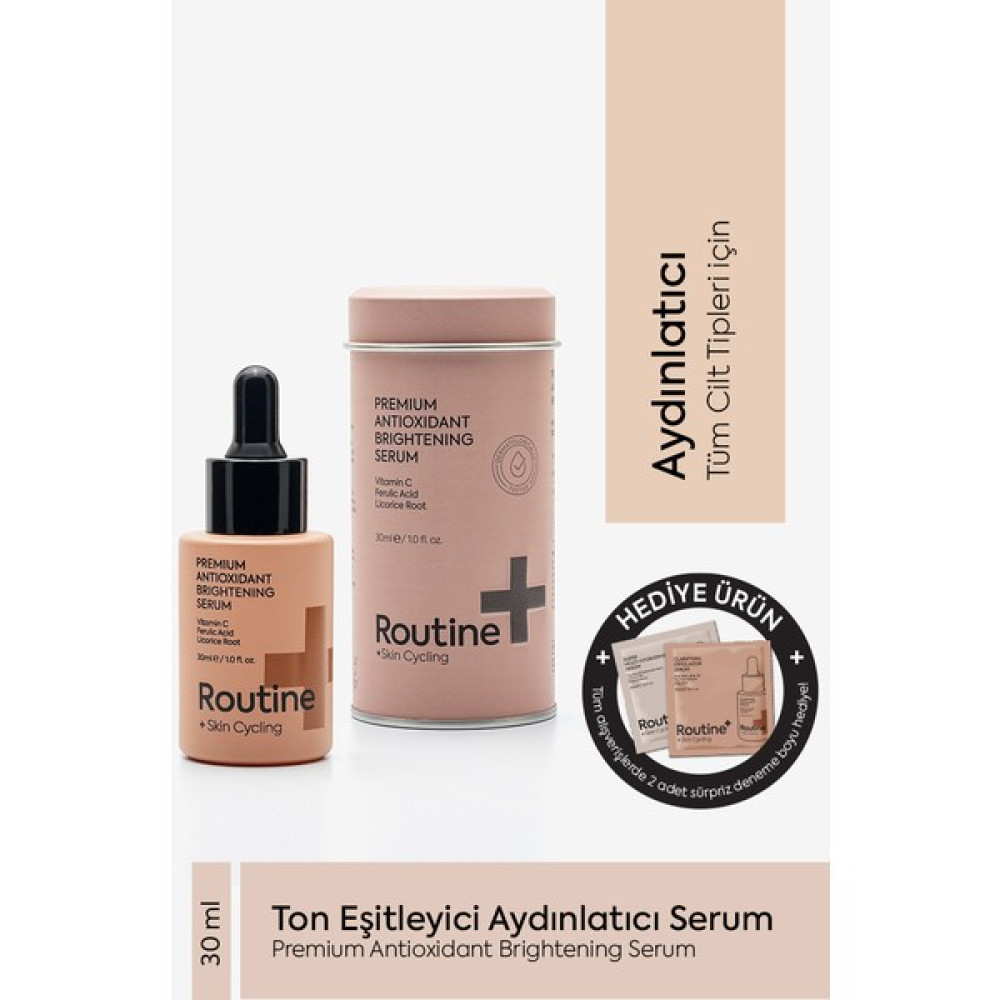 Routine+ Ton Eşitleyici Aydınlatıcı Serum %10 C Vitamini + %5 Ferulik Asit | Premium Antioxidant Brightening Anti-Aging / Yaşlanma Karşıtı Fiyatı