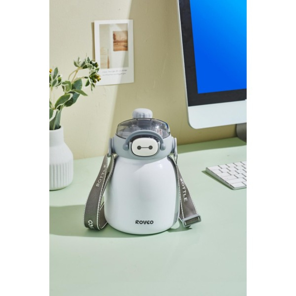 Rovco 1000ML Çelik Termos Çift Kullanım Pipetli/ Rahat Içim Askılı Sticker Armağanlı 6 Saat Yalıtım - Beyaz Bebek Beslenme Gereçleri Fiyatı