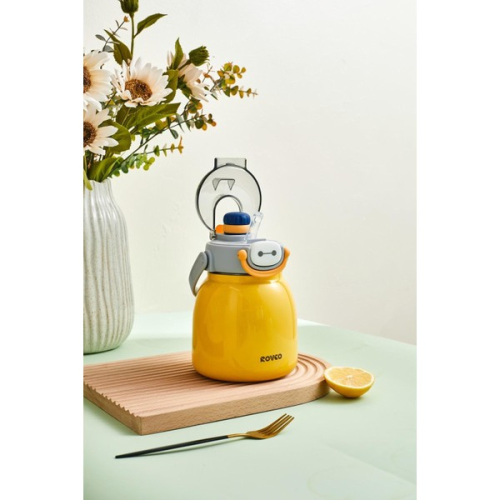 Rovco 1000ML Çelik Termos Çift Kullanım Pipetli/ Rahat Içim Askılı Sticker Armağanlı 6 Saat Yalıtım - Sarı Oto Boyaları Fiyatı