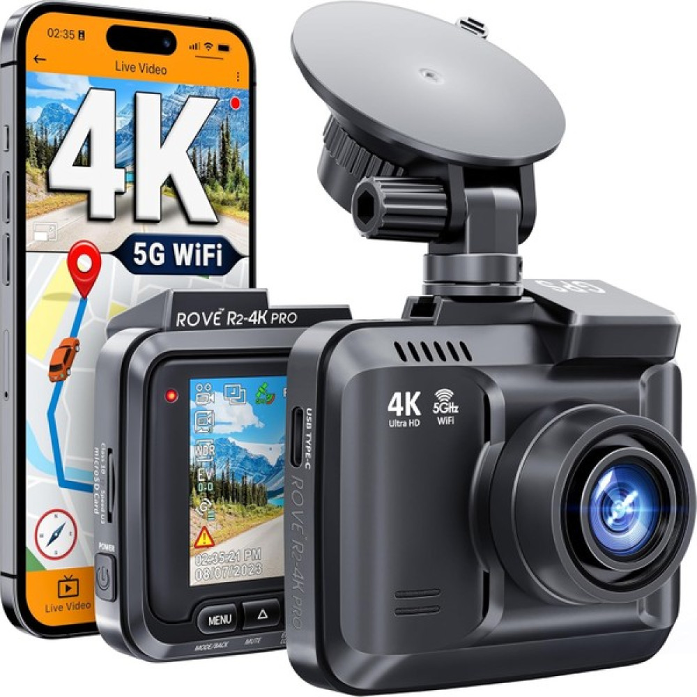 Rove R2-4k Pro Dash Cam, Dahili Gps, Arabalar Için 5g Wifi Dash Kamera - Siyah Oto Görüntü Sistemleri Fiyatı