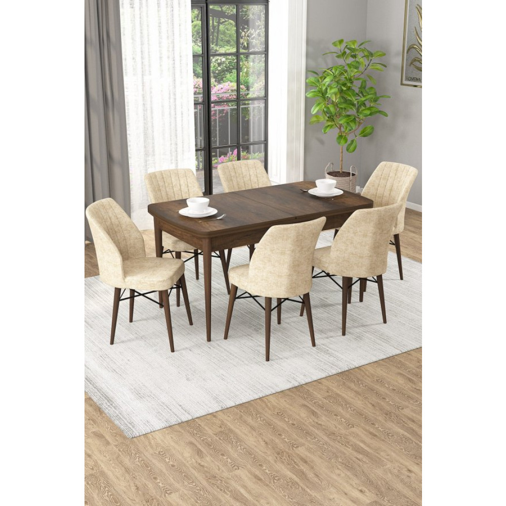 Rovena Alto Barok Desen 70X114 Acilabilir Yemek Masasi Takimi 6 Adet Sandalye Yemek Odası Takımı / Seti Fiyatı
