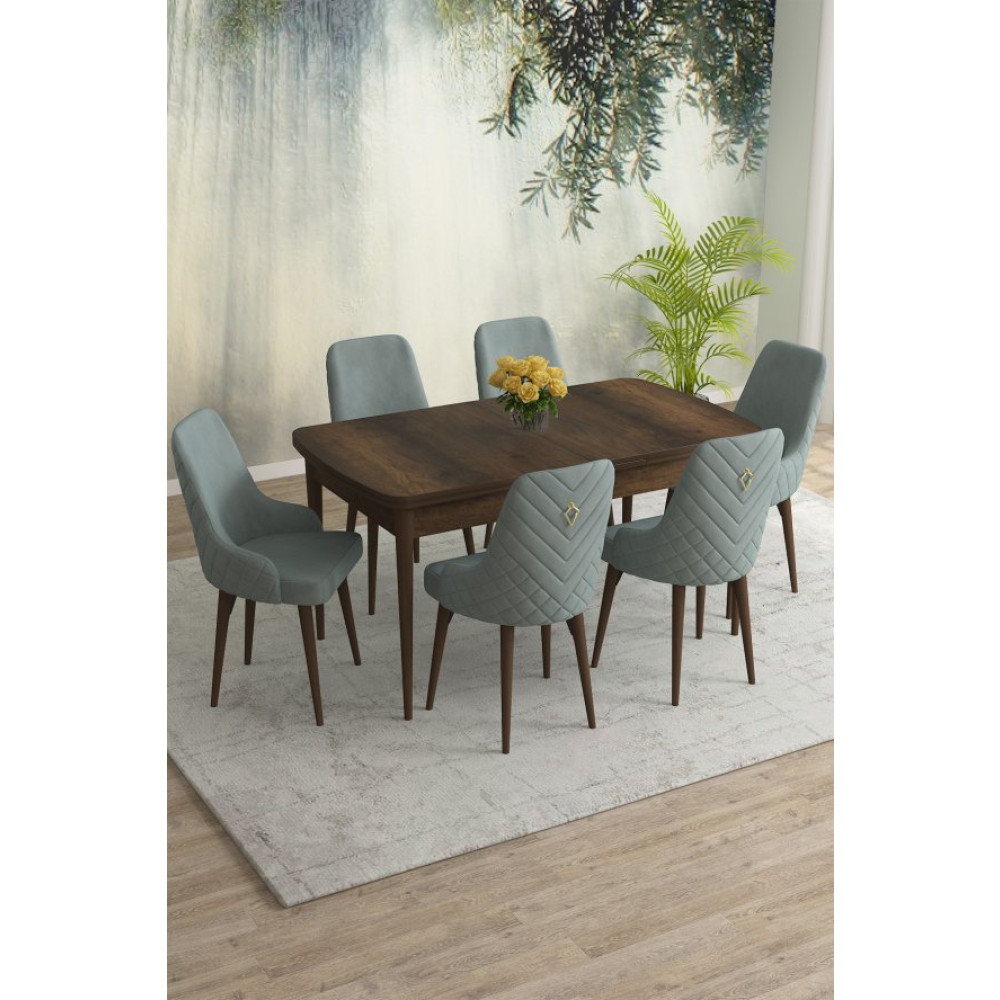 Rovena Eylul Barok Desen 80X132 Mdf Acilabilir Yemek Masasi Takimi 6 Adet Sandalye Yemek Odası Takımı / Seti Fiyatı