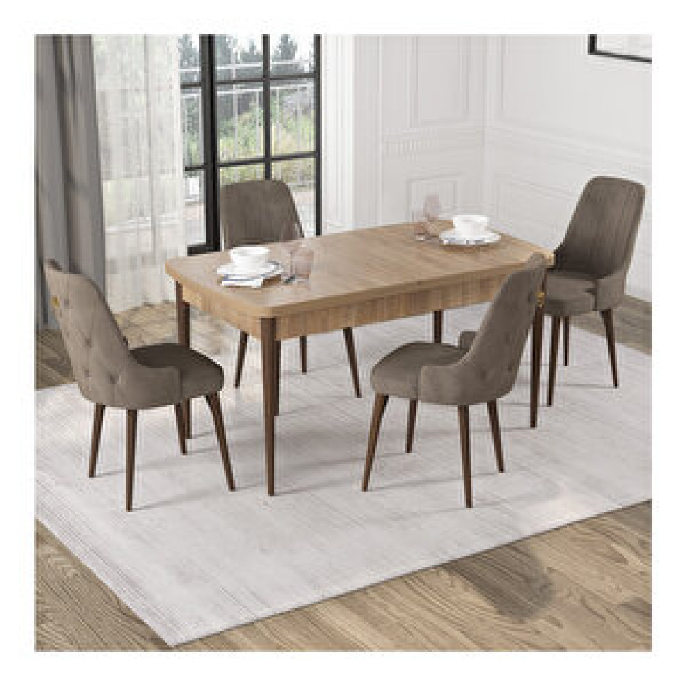 Rovena Lila Meşe Desenli Mdf 70x114 Cm Açılabilir 4 Sandalyeli Mutfak Masa Takımı Cappucino Yemek & Mutfak Masası Fiyatı