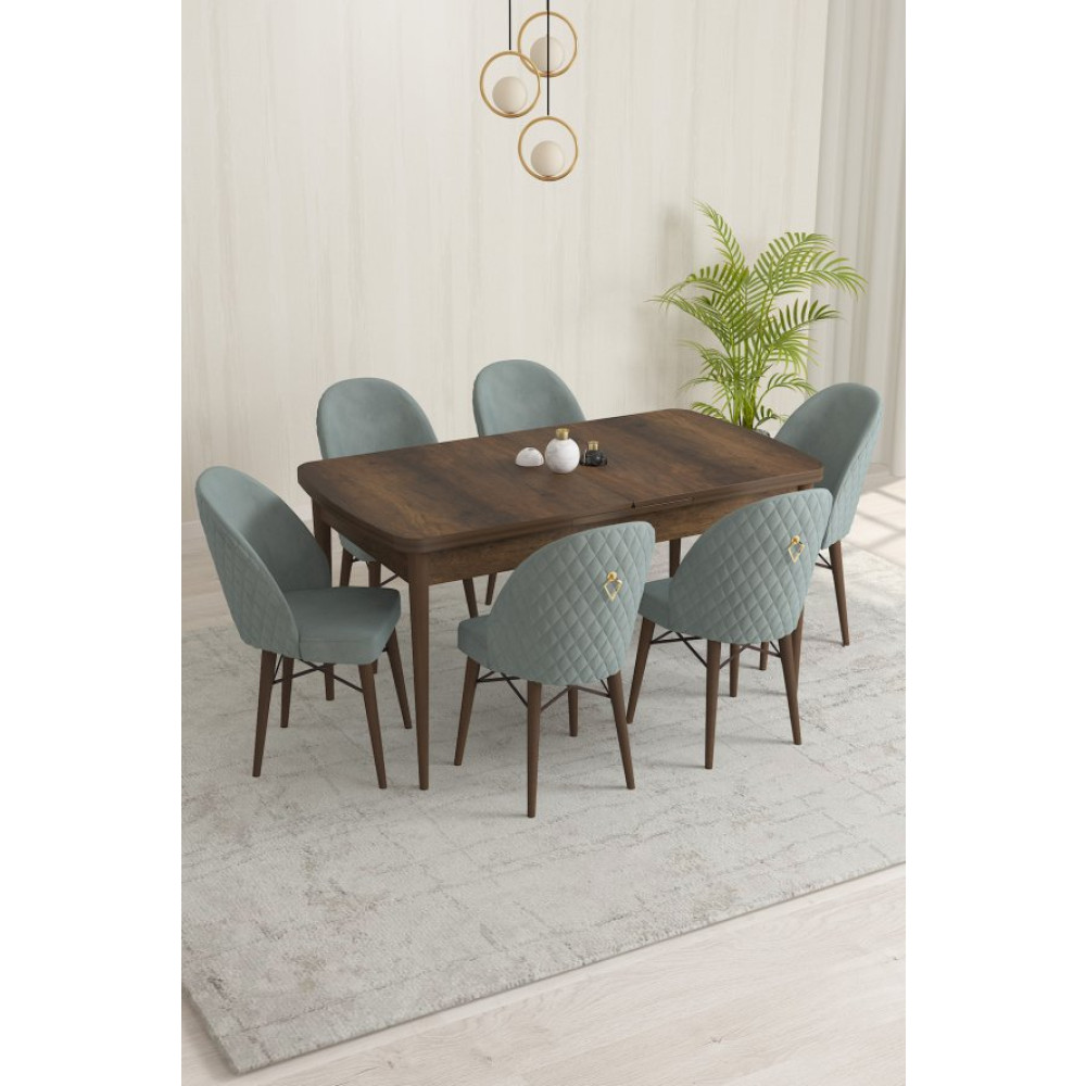 Rovena Liora Mdf Barok Desen Acilabilir 70X114 Cm 6 Sandalyeli Yemek Masasi Takimi Yemek Odası Takımı / Seti Fiyatı