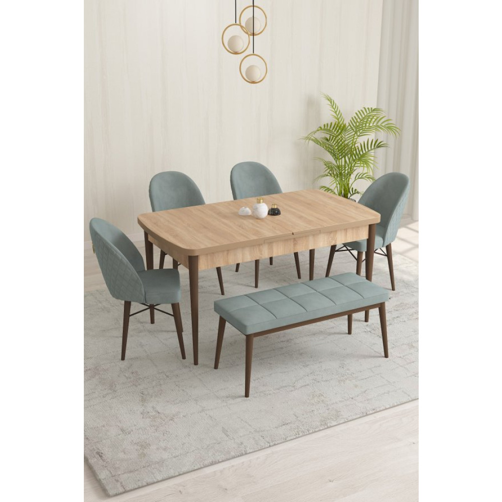 Rovena Marsilya Mdf Mese Desen Acilabilir 80X132 Cm 4 Sandalyeli Benchli Yemek Masasi Takimi Yemek Odası Takımı / Seti Fiyatı