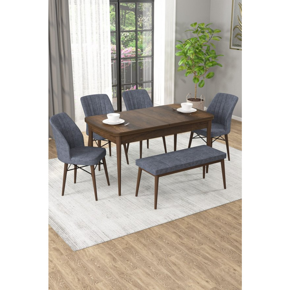 Rovena Novana Barok Desen 80X132 Acilabilir Yemek Masasi Takimi 4 Sandalye, 1 Bench Yemek Odası Takımı / Seti Fiyatı