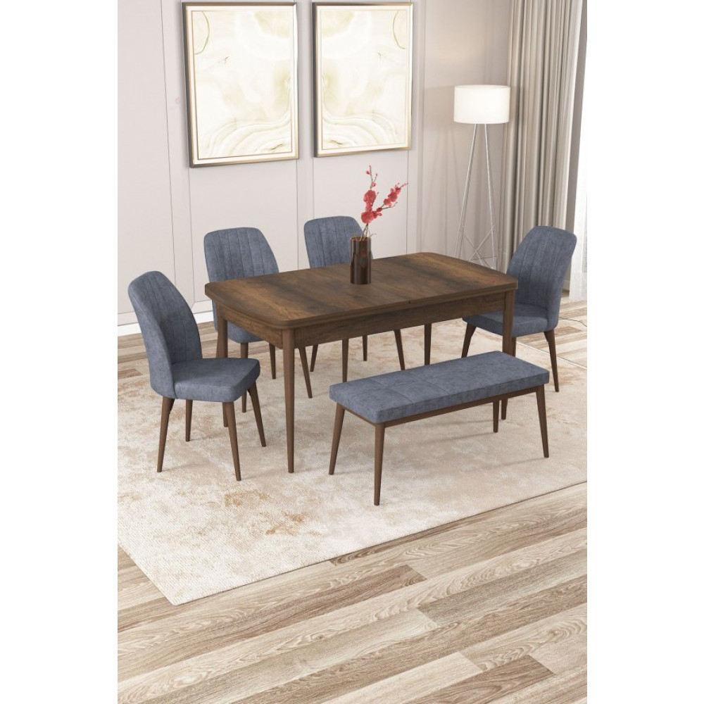 Rovena Zeta Barok Desen 80X132 Mdf Acilabilir Yemek Masasi Takimi 4 Sandalye, 1 Bench Yemek Odası Takımı / Seti Fiyatı