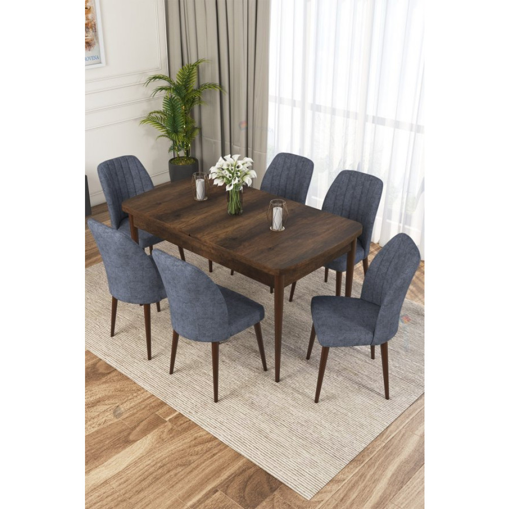 Rovena Zeta Barok Desen 80X132 Mdf Acilabilir Yemek Masasi Takimi 6 Adet Sandalye Yemek Odası Takımı / Seti Fiyatı