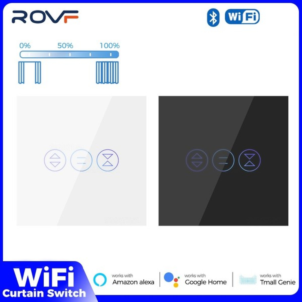 Rovf Akıllı Wifi Dokunmatik Perde Anahtarı Elektrik Motorlu Panjur Panjur Tuya Google Ev Için Alexa Akıllı Yaşam (Yurt Dışından) - Siyah - NA Prizler Fiyatı