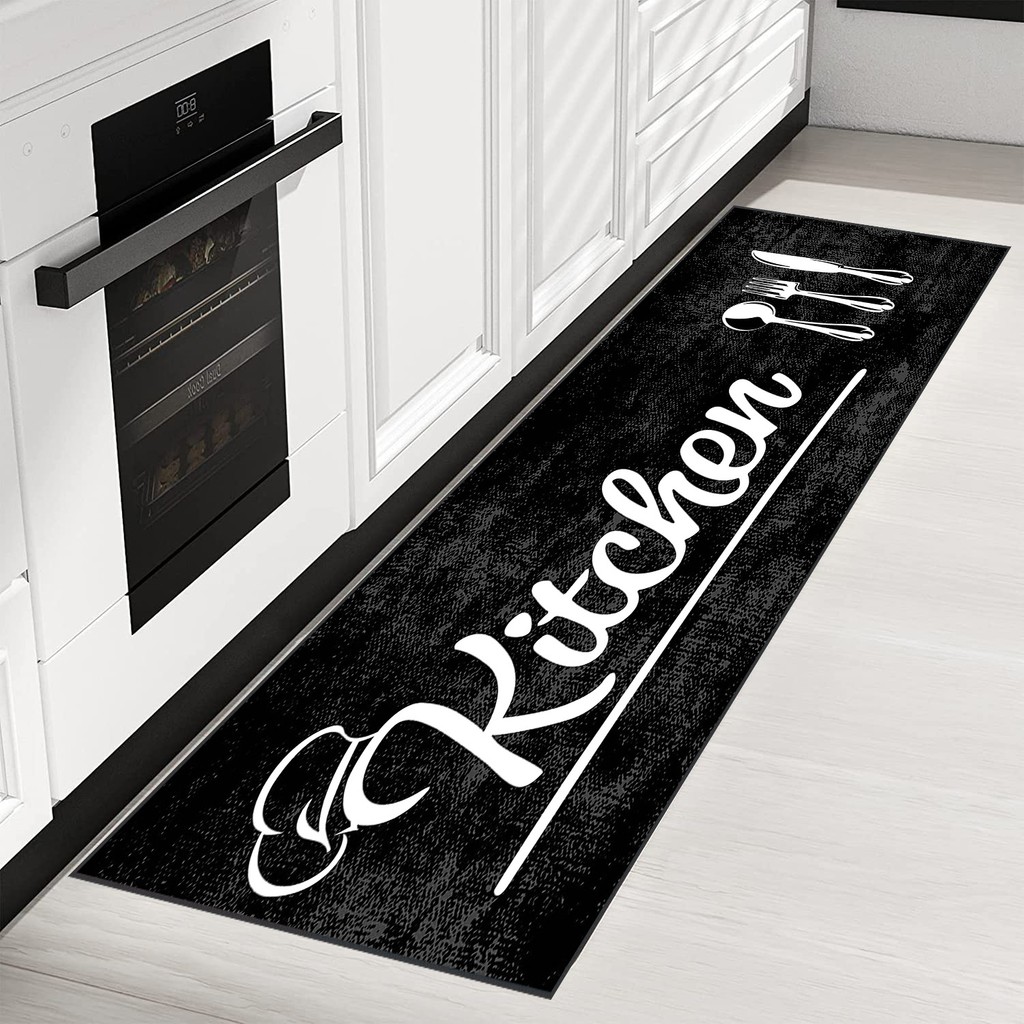 Rovigo Home Dijital Baskı Yıkanabilir Kaymaz Taban Mutfak Halısı RVG2041 - 100 x 200 cm - Siyah Salon Halısı Fiyatı