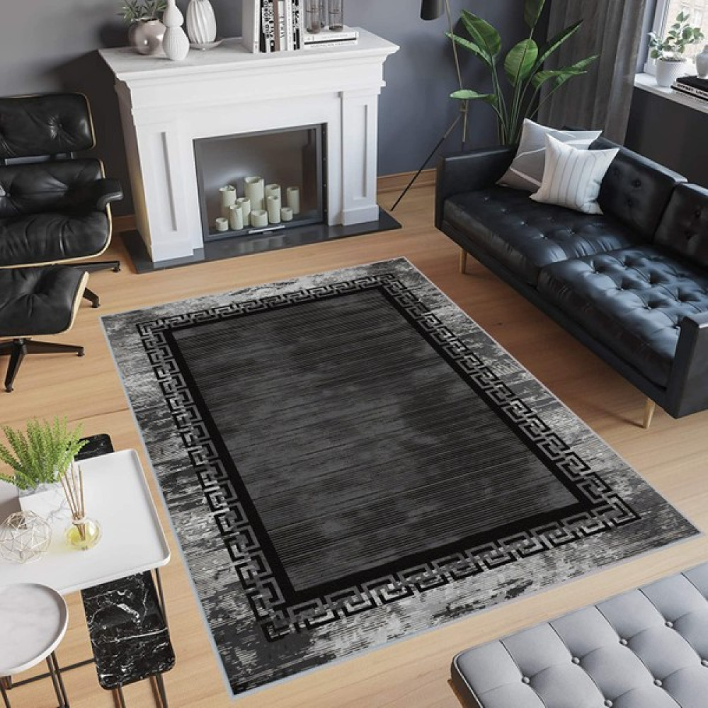 Rovigo Home Dijital Baskı Yıkanabilir Kaymaz Taban Salon Halısı RVG0474 - Siyah - 50 x 80 cm Salon Halısı Fiyatı