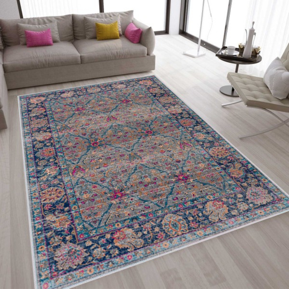 Rovigo Home Dijital Baskı Yıkanabilir Kaymaz Taban Salon Halısı Rvg1579-Ht758 - Renkli - 120 x 180 cm Salon Halısı Fiyatı