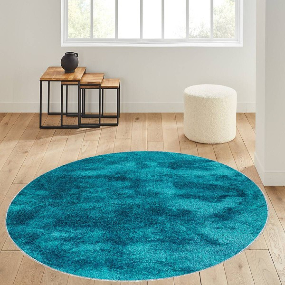 Rovigo Home Dijital Baskı Yıkanabilir Kaymaz Taban Yuvarlak Halı Rvg7089140 - Turkuaz - 140 x 140 cm Salon Halısı Fiyatı