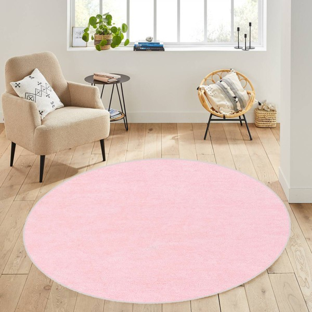 Rovigo Home Dijital Baskı Yıkanabilir Kaymaz Taban Yuvarlak Halı Rvg7092100 - Pembe - 100 x 100 cm Salon Halısı Fiyatı