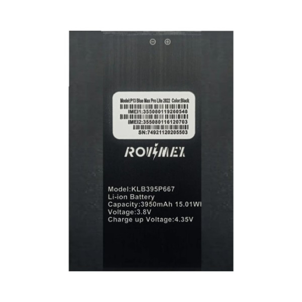 Rovimex P13 Blue Max Lite 2022 Batarya Model Klb395p667 Cep Telefonu Bataryası Fiyatı
