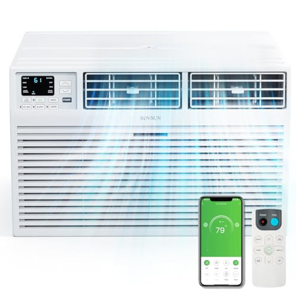 ROVSUN Smart 8000 BTU Through the Wall Air Conditioner with Remote & App Control, Energy Saving Wall AC Unit with Timer for Bedroom, Living Room, Apartment, Dorm up to 350 Square Feet, 115V/60Hz