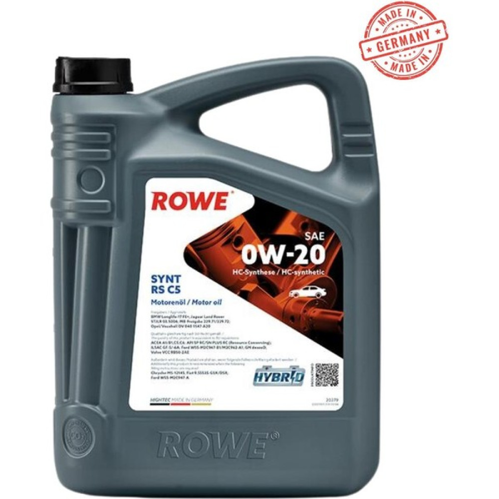Rowe Hightec Synt Rs C5 Sae 0W-20 4 Litre Motor Yağı ( Üretim Yılı: 2023 ) Oto Boyaları Fiyatı