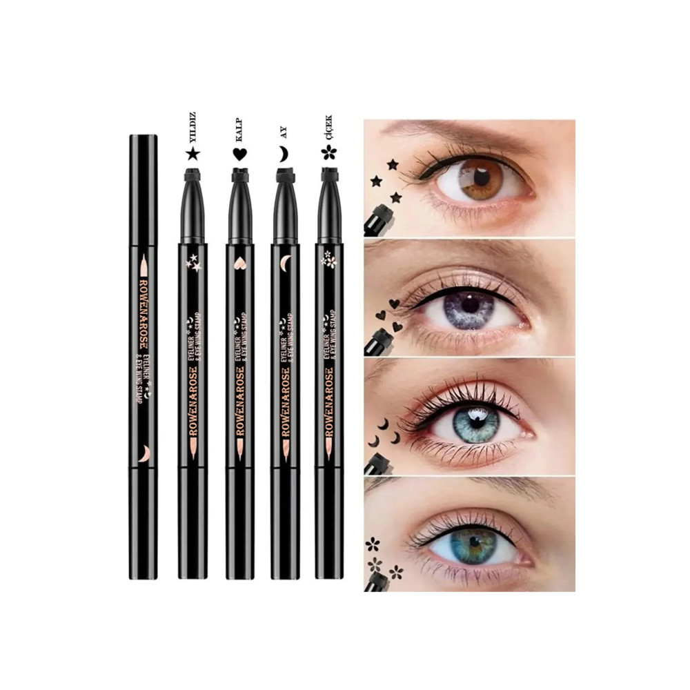 ROWENAROSE 4 Adet Çift Taraflı Yıldız Çiçek Ay Ve Kalp Desenli Eyeliner Waterproof Eyeliner Fiyatı