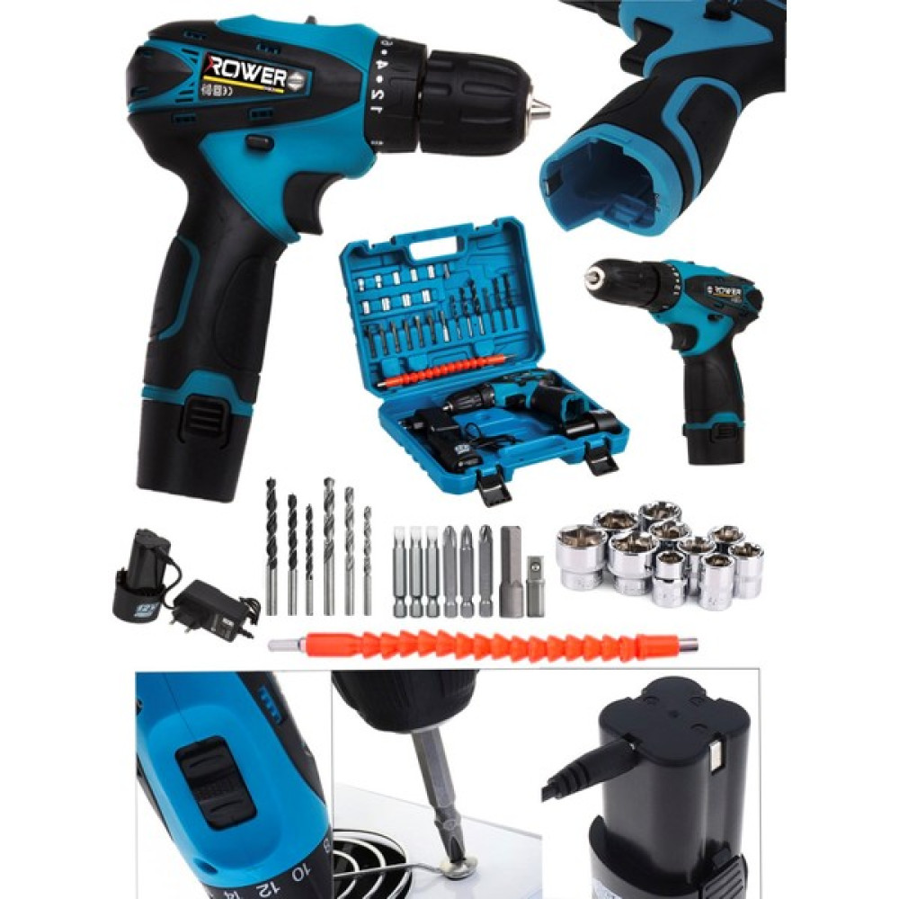 Rowermax 12 V Şarjlı Matkap Armut Batarya Çift Akülü Vidalama 24 Adet Set Matkaplar Fiyatı