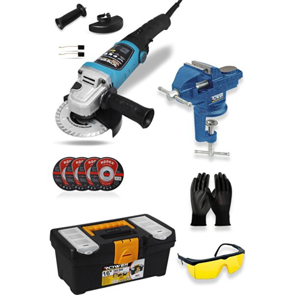 Rowermax 3500 Watt Avuç Içi Taşlama Makinesi, Mengene, Takım Çantası, Eldiven, Koruyucu Gözlük - 1 Taşlama Makinesi Fiyatı