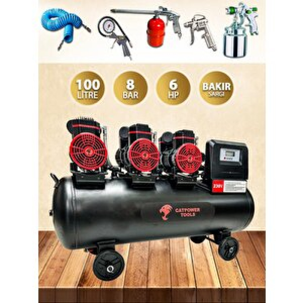 Rowermax Catpower 100 Litre Sessiz Yağsız Hava Kompresörü 6 Hp 8 Bar 5 Parça Havalı Setli Yedek Parça - Elektrikli El Aletleri Fiyatı