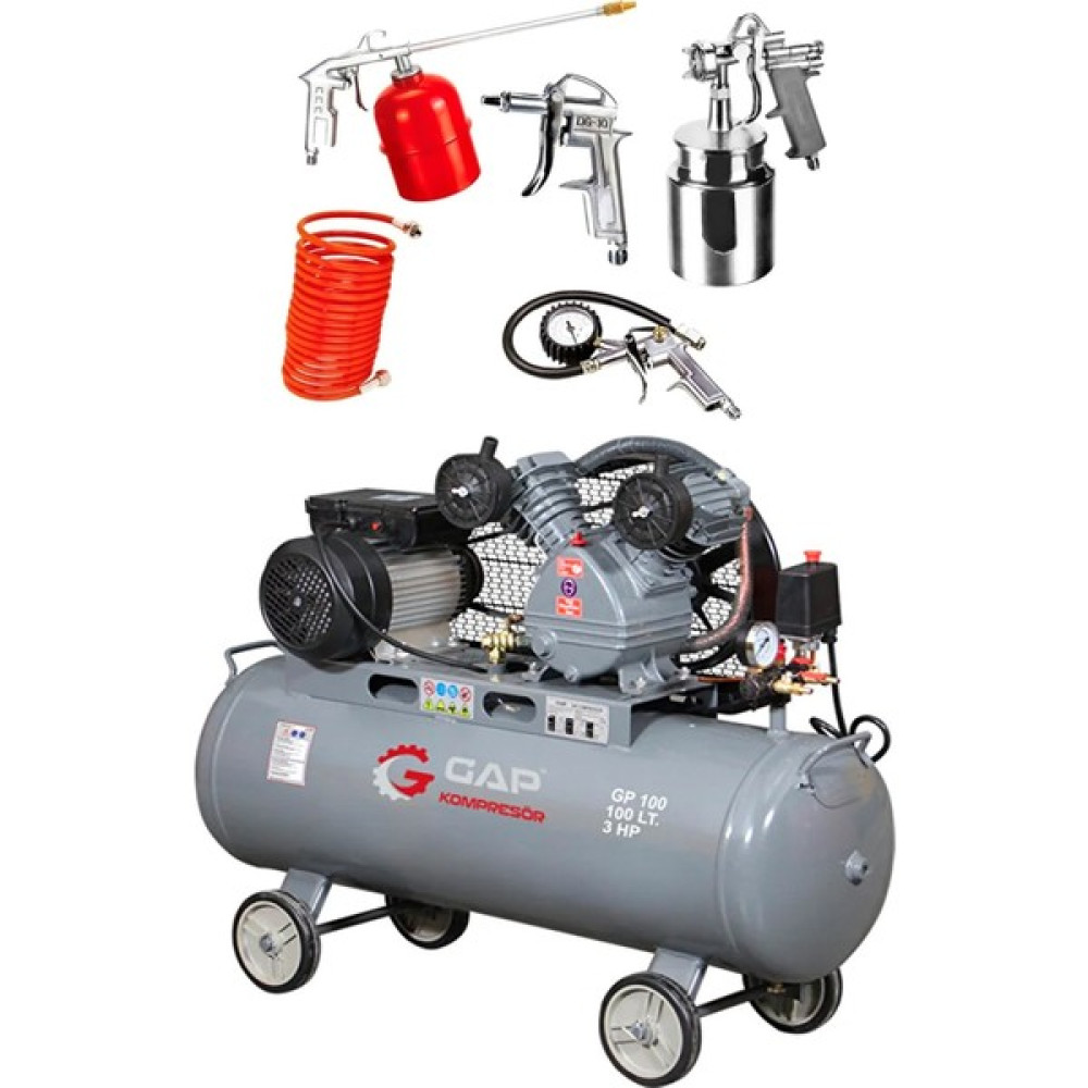 Rowermax Gap | 100 Lt 2 Kafa 8 Bar Pistonlu Hava Kompresörü 3 Hp 5'li Havalı Set Hava Kompresörü Fiyatı