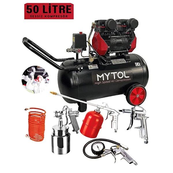 Rowermax Mytol 50 L 1.5 HP Yüksek Hızlı Sessiz Yağsız Hava Kompresörü 5'li Havalı Set Kompresör - Lastik Bakım Fiyatı