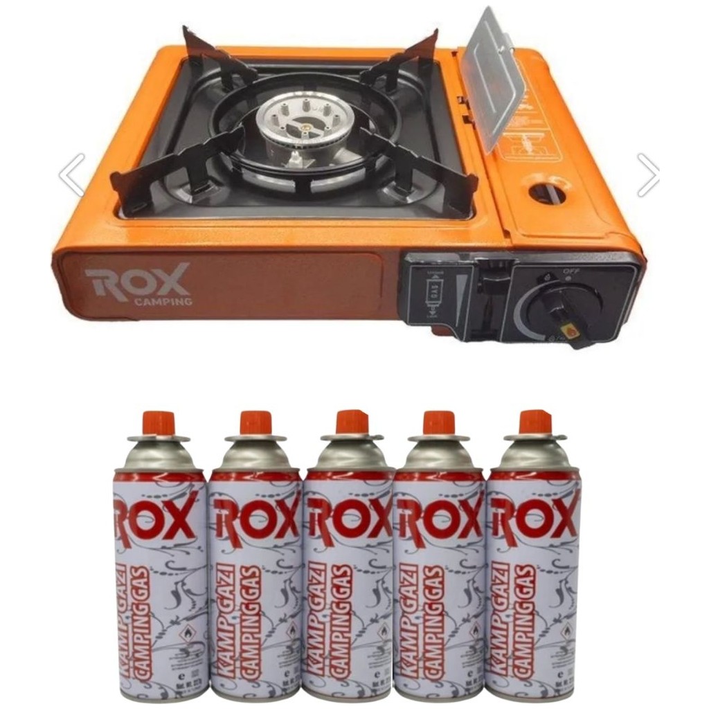 Rox Camping 0179 Tekli Portatif Kamp Ocak - Turuncu, Rüzgarlıklı, Ekstra Gaz Girişli 5 Adet Gaz Kartuş Tonerler Fiyatı