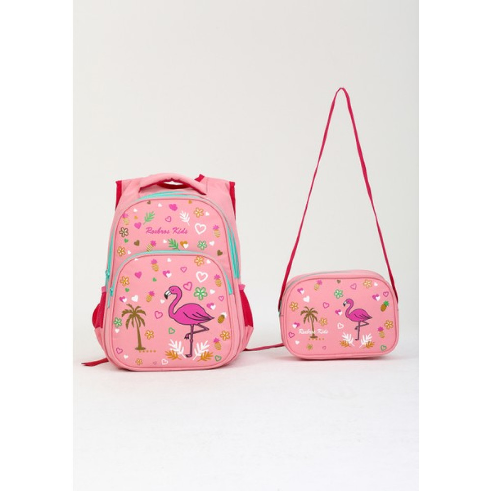 Roxbros Pembe Flamingo Ilkokul Çantası + Beslenme Çantası Okul Çantası Fiyatı