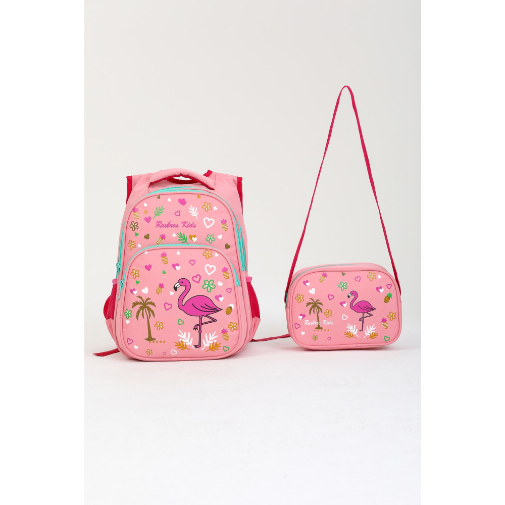 Roxbros Pembe Flamingo İlkokul Çantası + Beslenme Çantası Kız Çocuk Okul Çantası Fiyatı